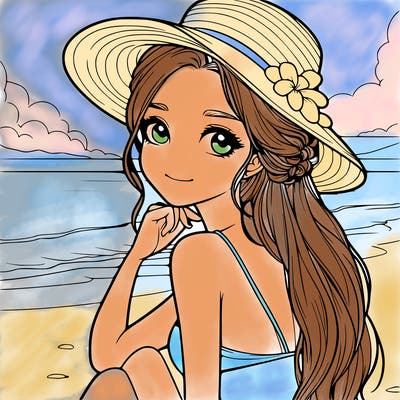 realistic girl at the beach