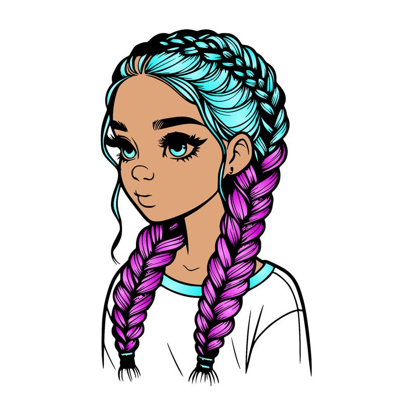 realistic girl with braids