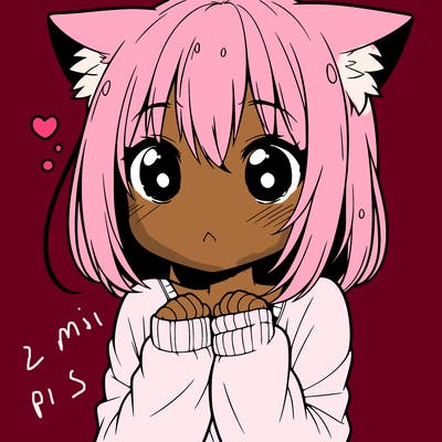 shy anime catgirl