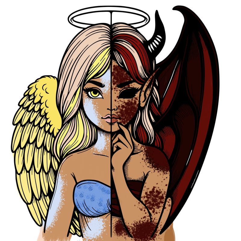 realistic angel half demon