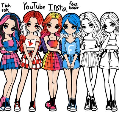 a group of girls realistic