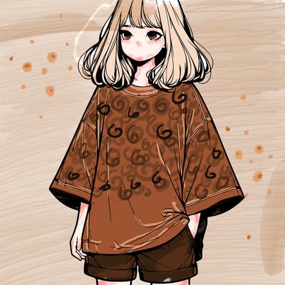 realistic girl with big t shirt and shorts