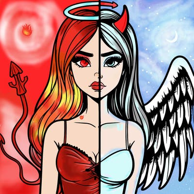 devil vs angel realistic girl