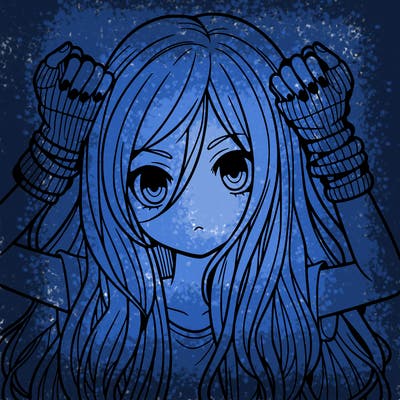 long haired girl with fingerless gloves