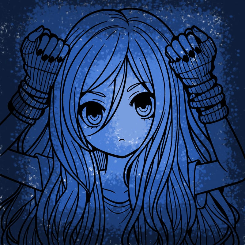 long haired girl with fingerless gloves