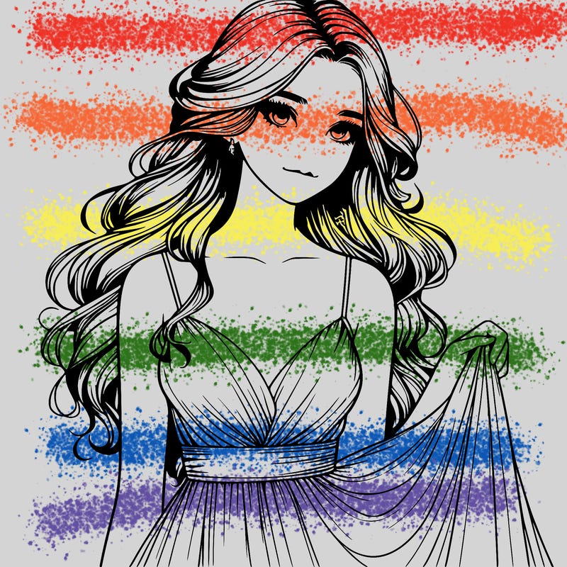 realistic girl in flowy silky prom dress