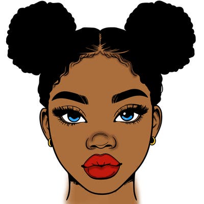 realistic black woman with two buns
