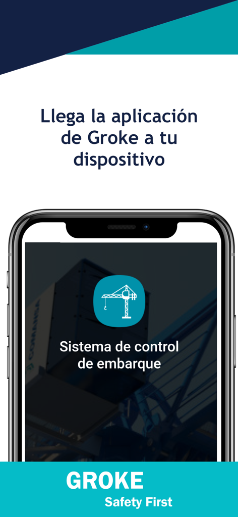 Groke - Groke construction safety app showing the embarkation control system on a smartphone.