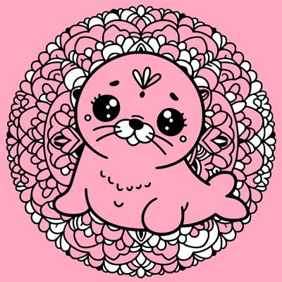 a cute baby seal mandala