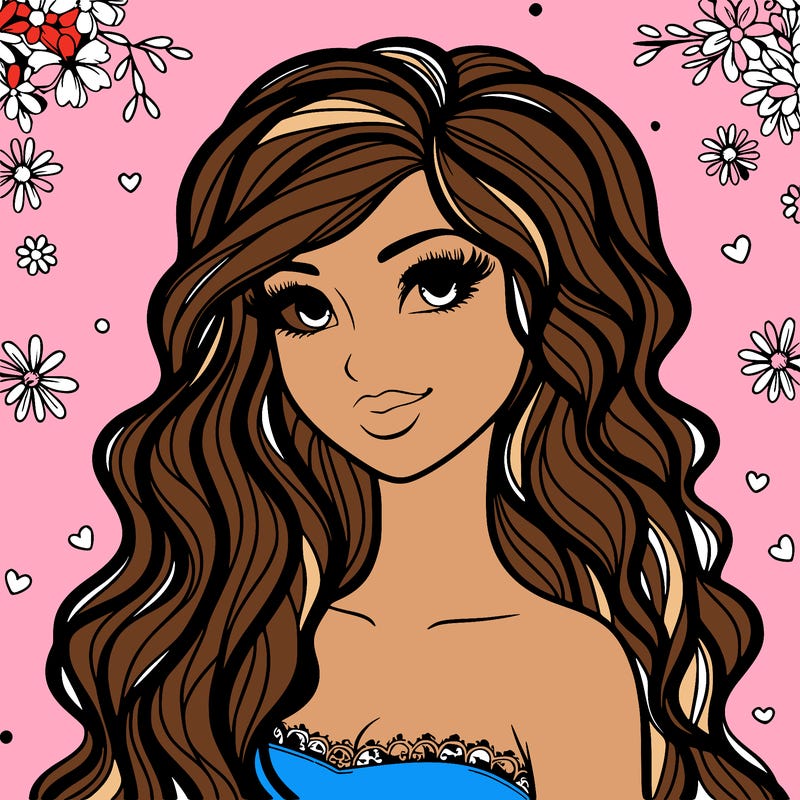 pretty woman with long wavy hair