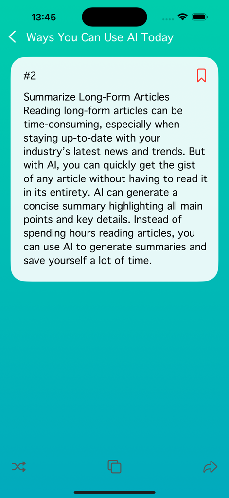 Best Life Hacks 2026 - A life hack tip from the app showing how to use AI to summarize long articles to save time