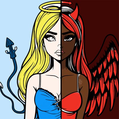 devil vs angel realistic girl