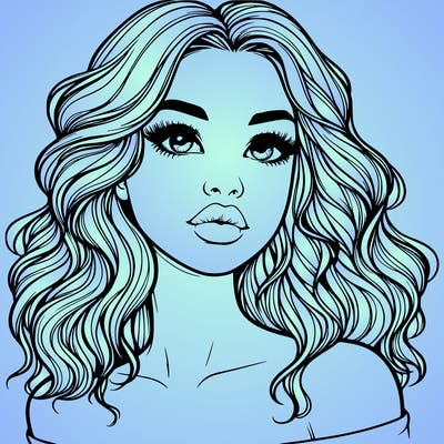 realistic girl with wavy hair and lips