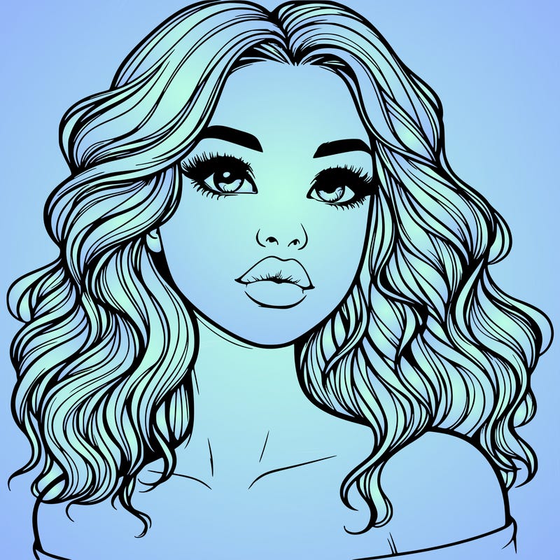 realistic girl with wavy hair and lips