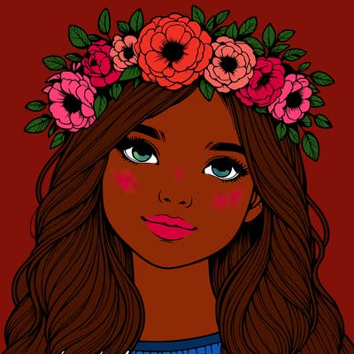 realistic girl with flower crown