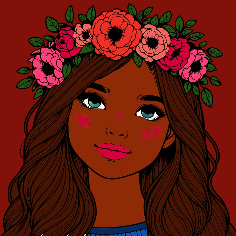 realistic girl with flower crown