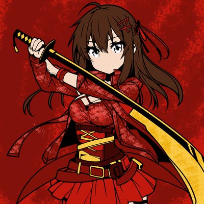 anime girl with sword in cool pose