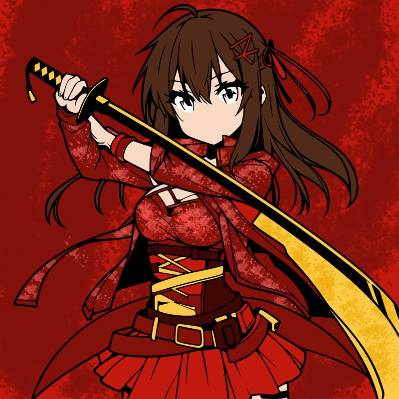 anime girl with sword in cool pose