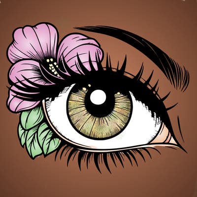 realistic eye with flower