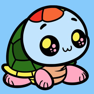 cute little animated turtle