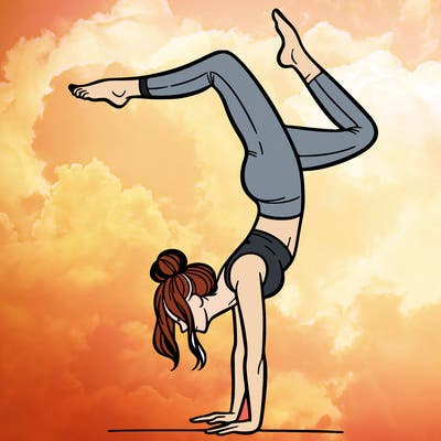 a woman doing a handstand