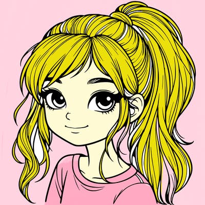 realistic girl with ponytail