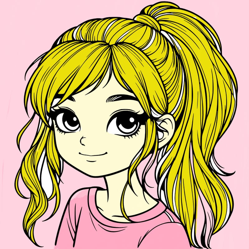 realistic girl with ponytail