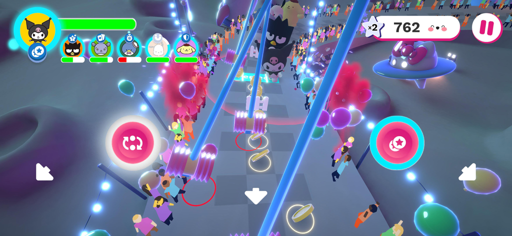 HELLO KITTY HAPPINESS PARADE - Gameplay of Hello Kitty Happiness Parade showing rhythm-based dancing and Sanrio characters