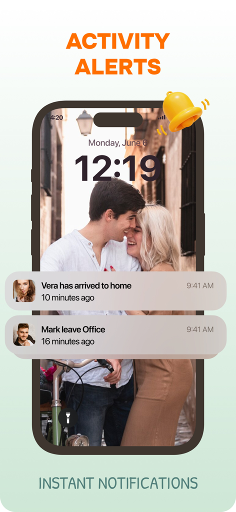 집과 사무실 도착에 대한 즉석 위치 알림을 표시하는 iPhone 잠금 화면
