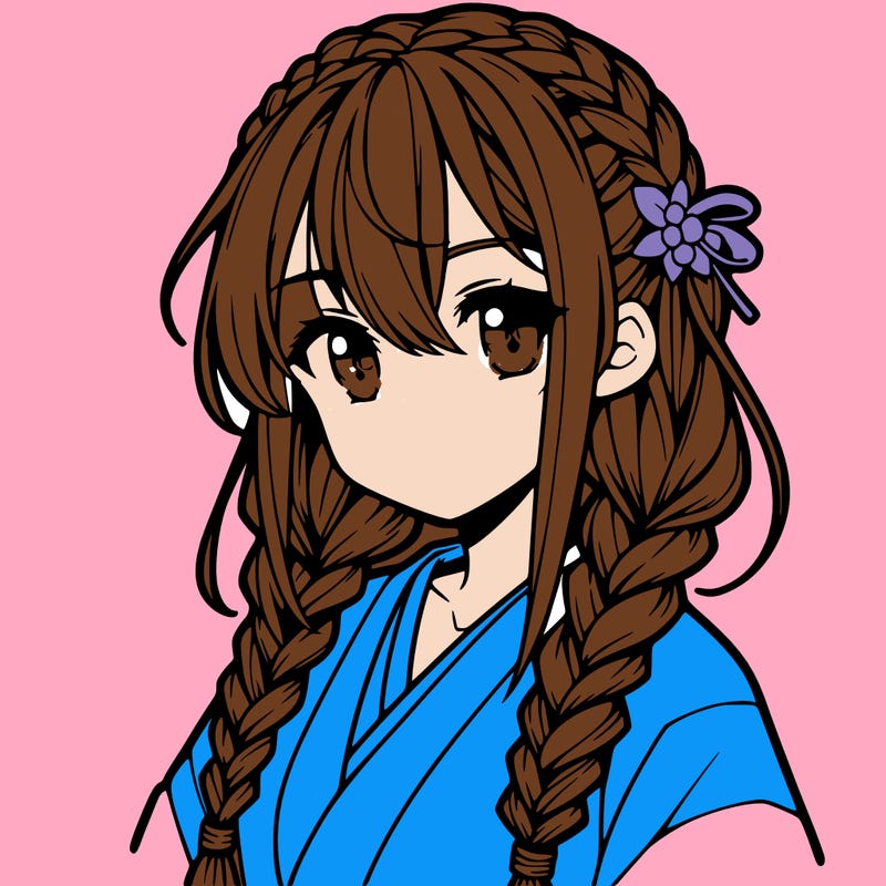 anime girl, braided hair