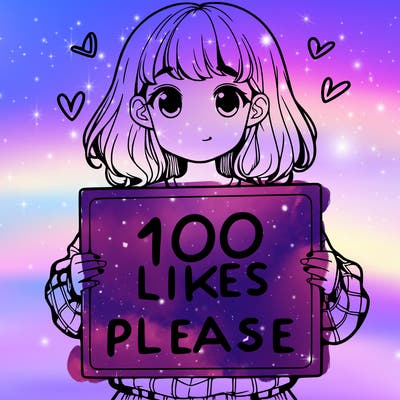 a girl holding a sign saying 100 likes please