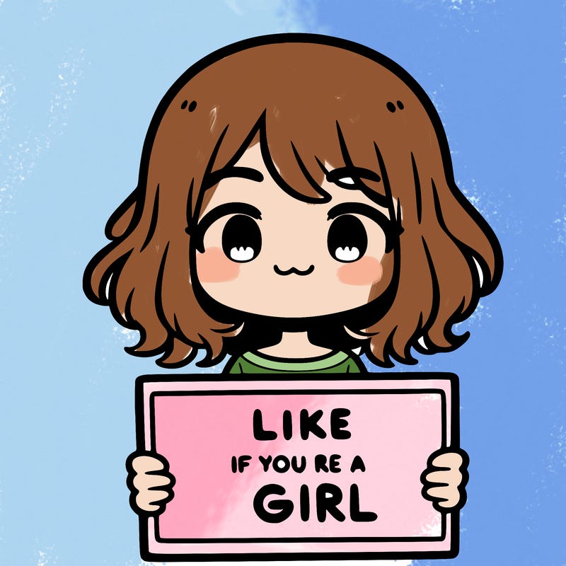 a cute girl holding a sign that says like if you’re a girl