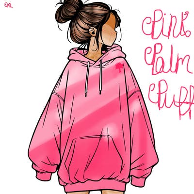 realistic girl with a oversized sweatshirt on and a bun