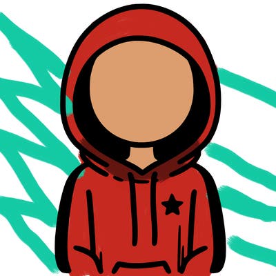 a person with non face waering a hoodie with a small star symbol on the hoodie