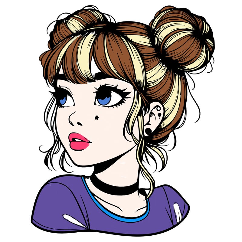 realistic girl with spacebuns