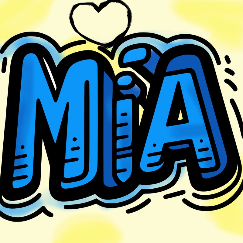 bold letters that spell mia