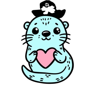 otter with a heart