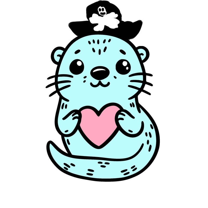 otter with a heart