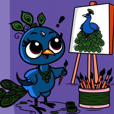 a peacock who thinks he is a painter