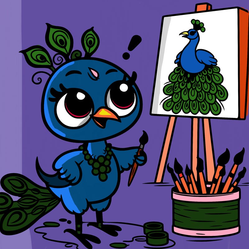 a peacock who thinks he is a painter