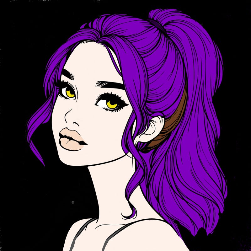 realistic girl with a ponytail on her hair and lips