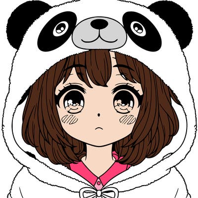 a girl in a panda hood