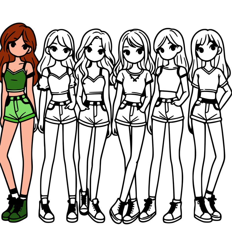 a group of girls wearing crop tops and shorts