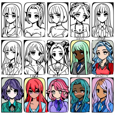 girls that look diffrent anime