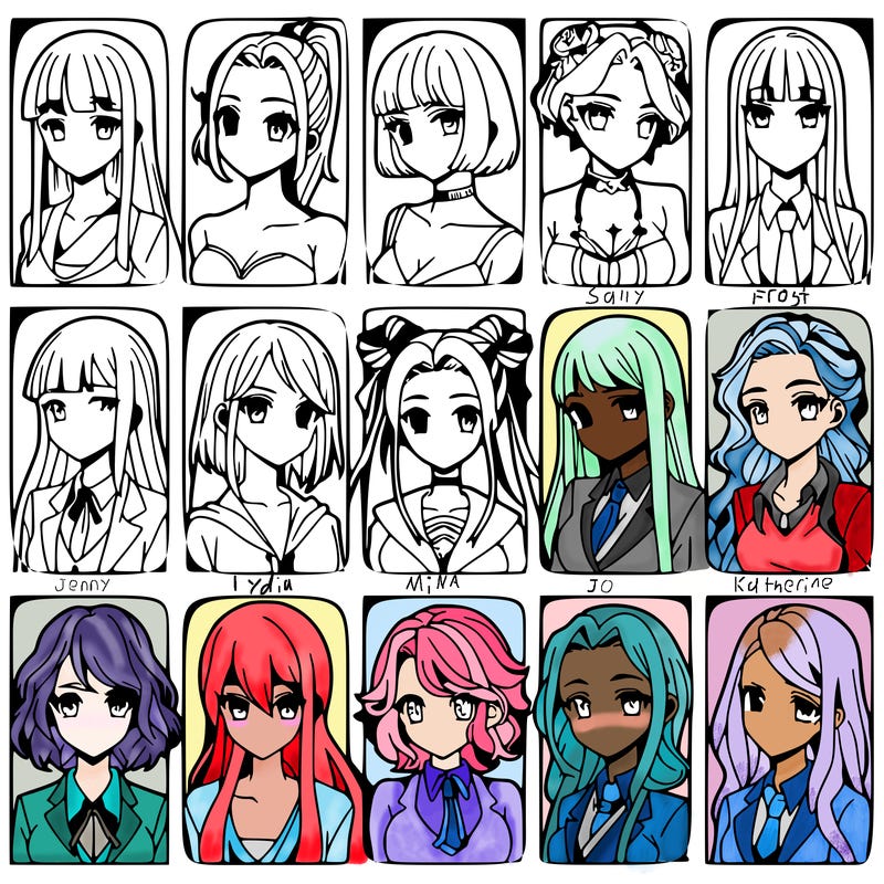 girls that look diffrent anime