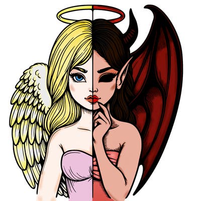 realistic angel half demon