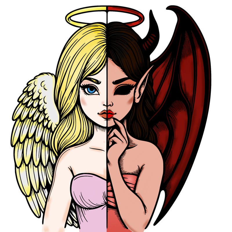 realistic angel half demon