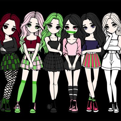 a group of girls realistic