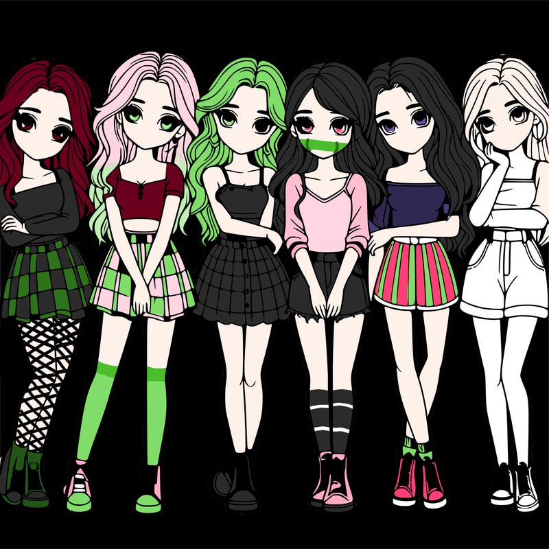 a group of girls realistic