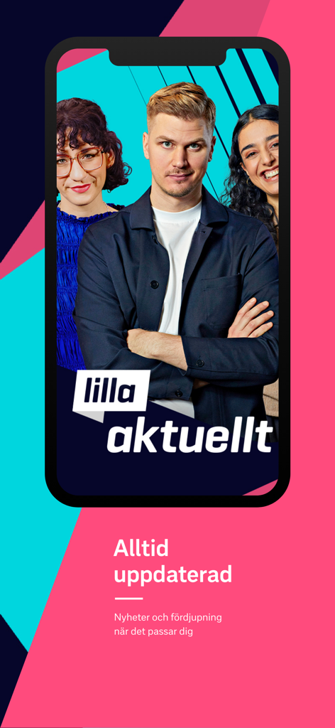 Capture d'écran de l'application SVT Play présentant le programme d'information Lilla Aktuellt pour enfants.